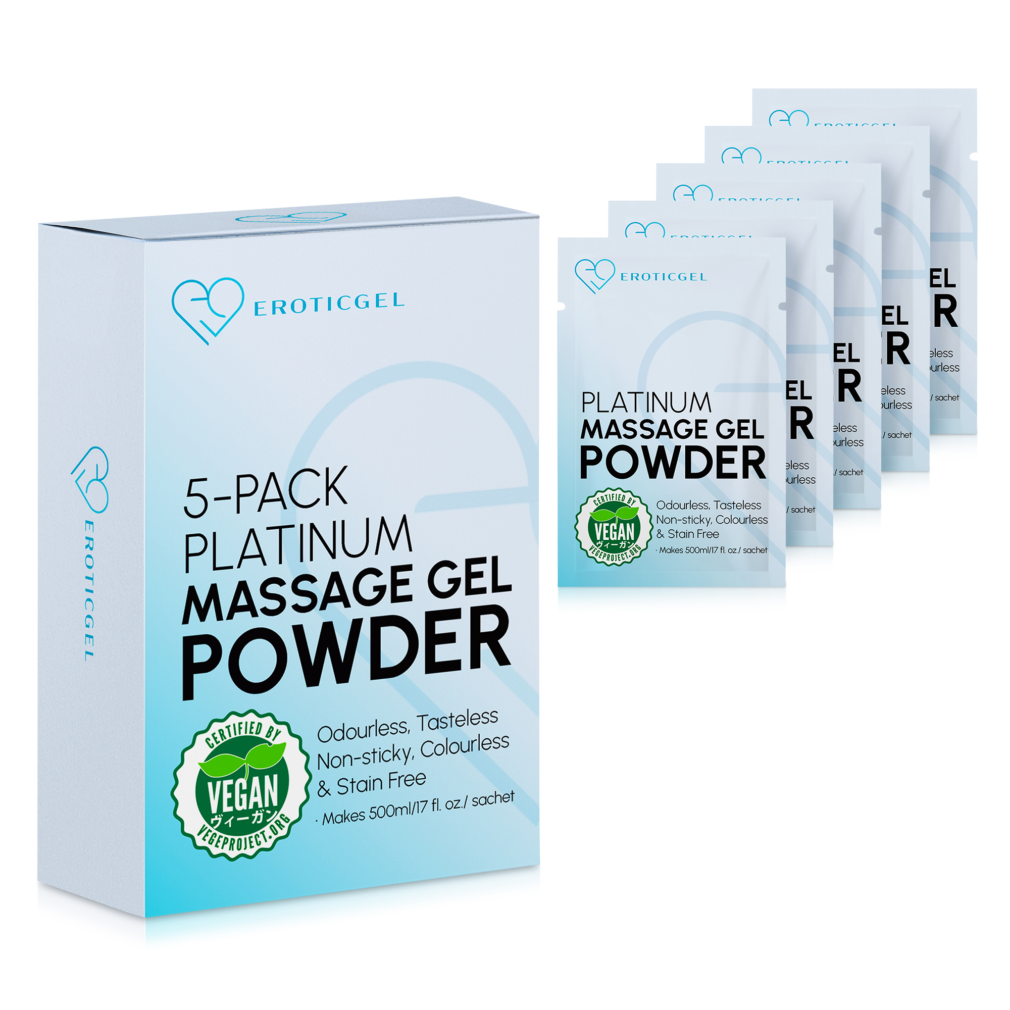 EROTICGEL «Platinum Massage Gel Powder» Travel Pack, japanisches Massagegel-Pulver aus natürlichen Inhaltsstoffen, 5x5g (11)